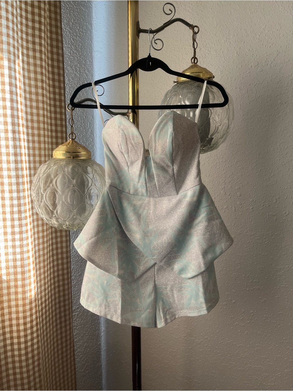 Sabo Skirt Pastel Mint & Ivory Structured Peplum Romper